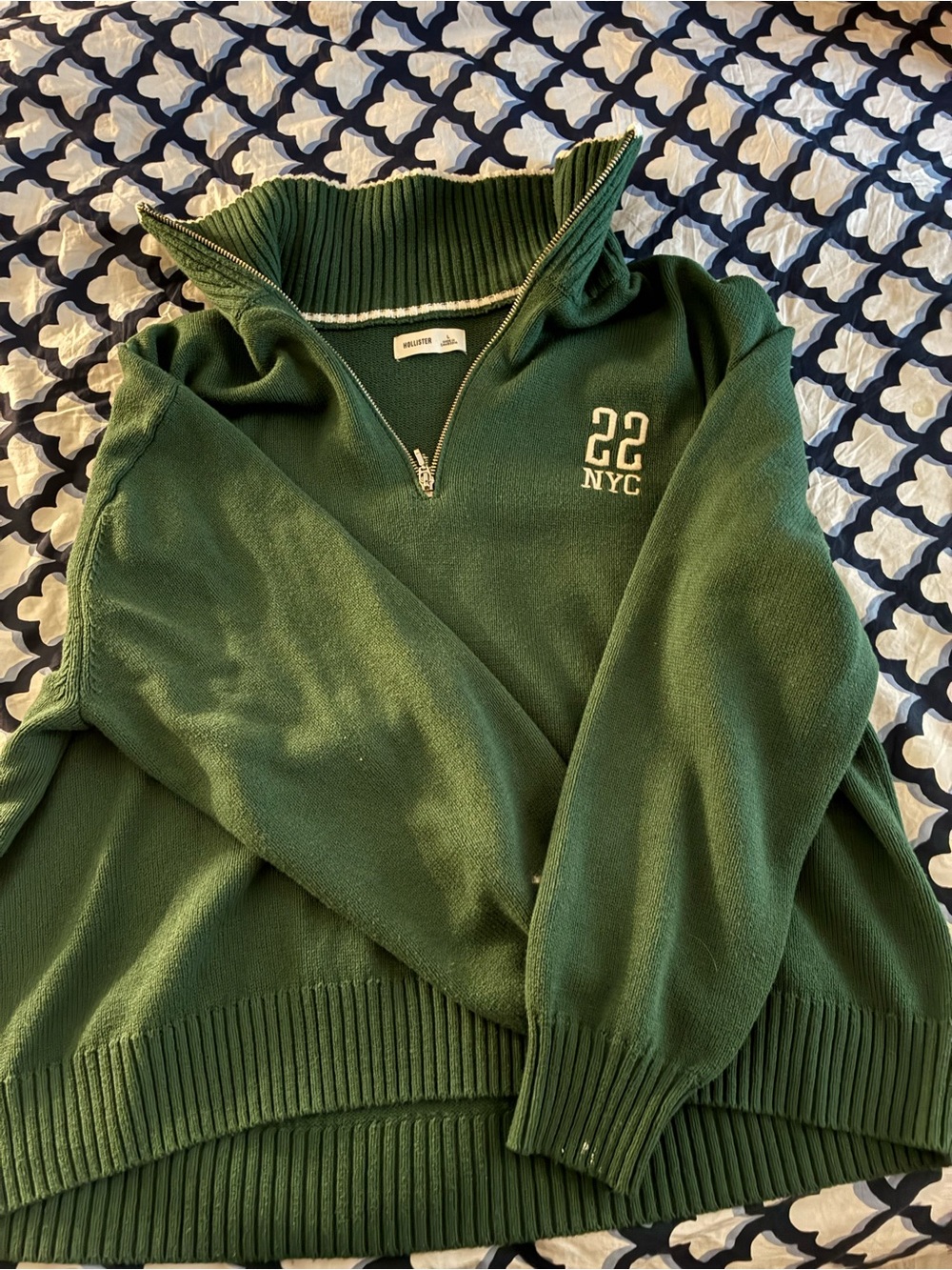 Hollister Quarter Zip Sweater - Green